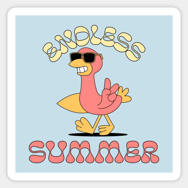 Endless Summer Flamingo Beach Vibes Vacay Sticker by Tip Top Tee's